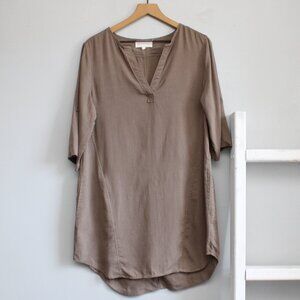 Side Stitch Women's Brown Shirt Relax Fit 3/4 Sleeves Dress Size Large